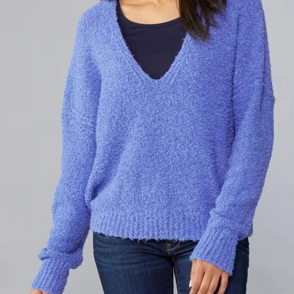 Free People L LilacFinders Keepers V-Neck Lslv Cozy Cotton Blend Women Sweater